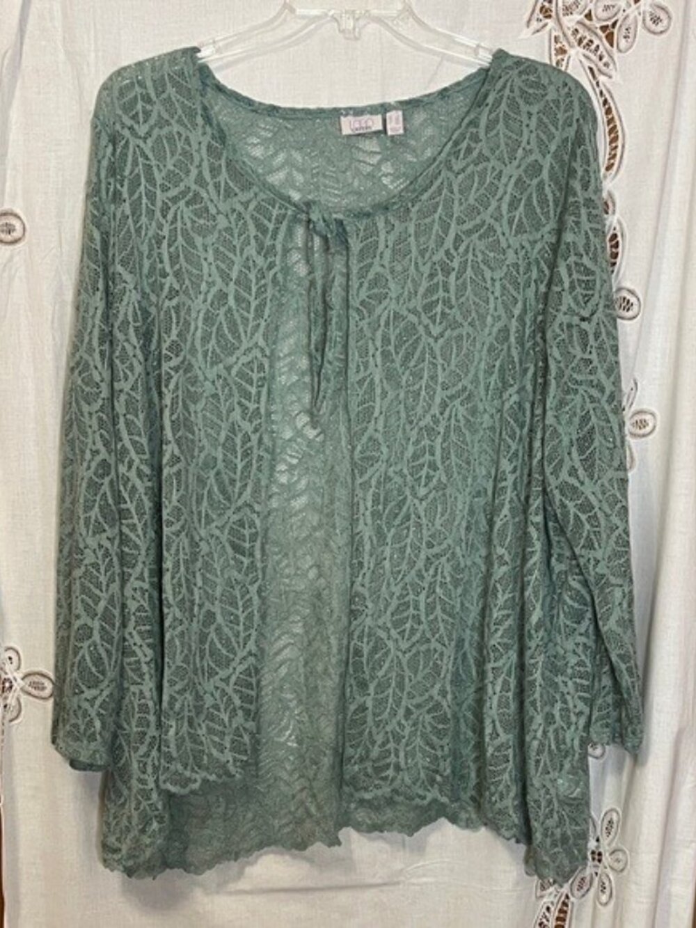 Logo Layers Teal Floral Lace Blouse 2X